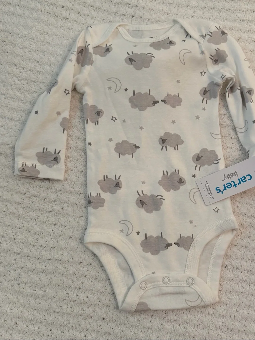 Carter's Gray & White 4-Pack Long-Sleeve Bodysuits size 6 mo